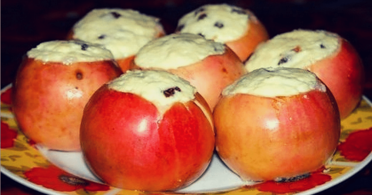 Низкокалорийный десерт «яблоки с творогом»